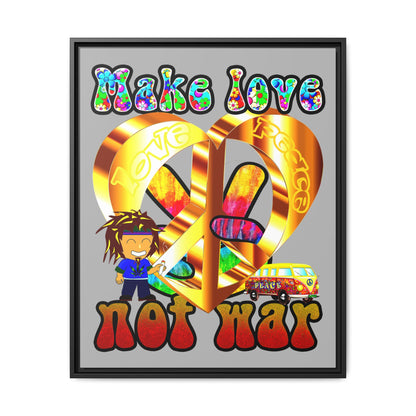 love peace - framed canvas art (light grey)