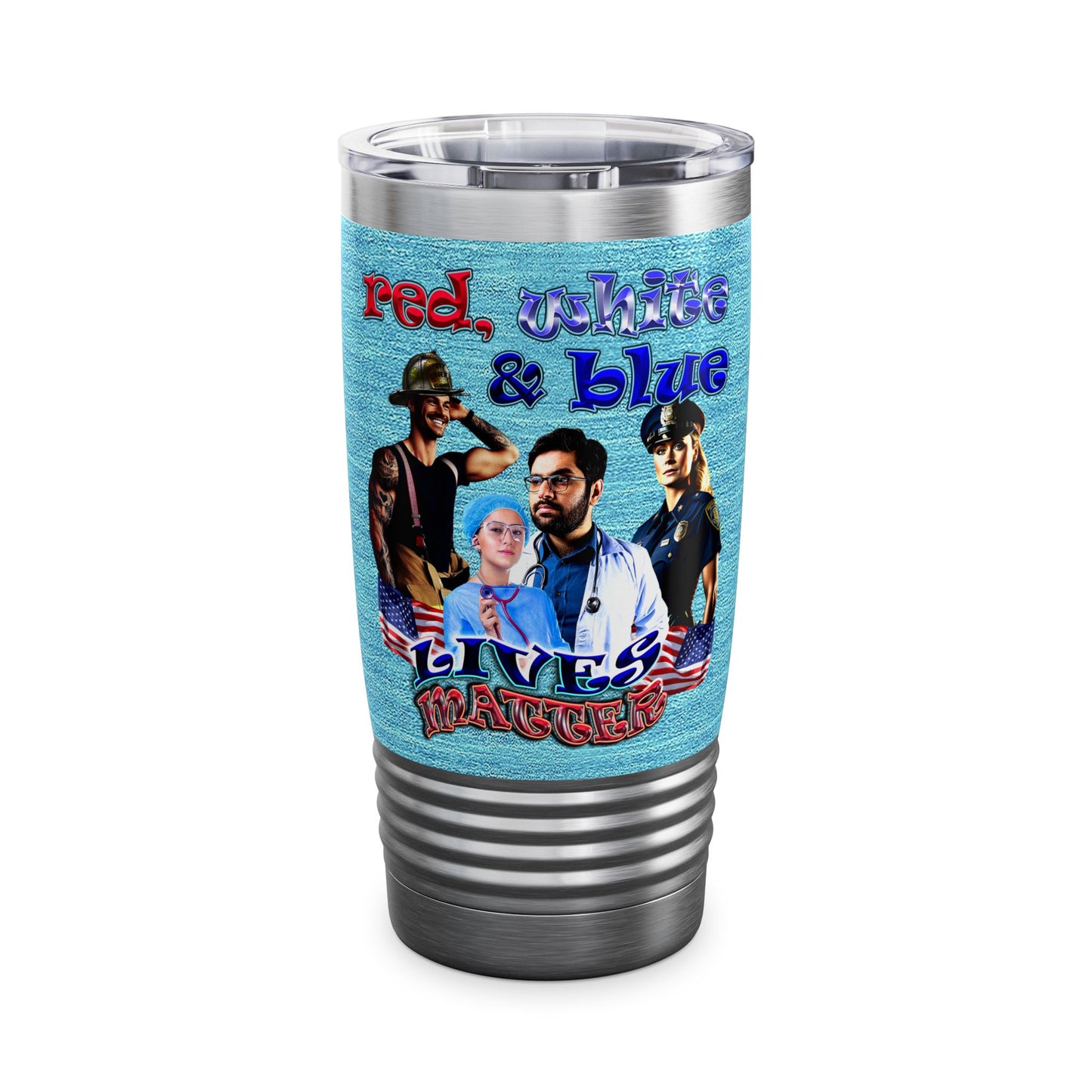 rw&b lives matter - Ringneck Tumbler, 20oz (faded blue)