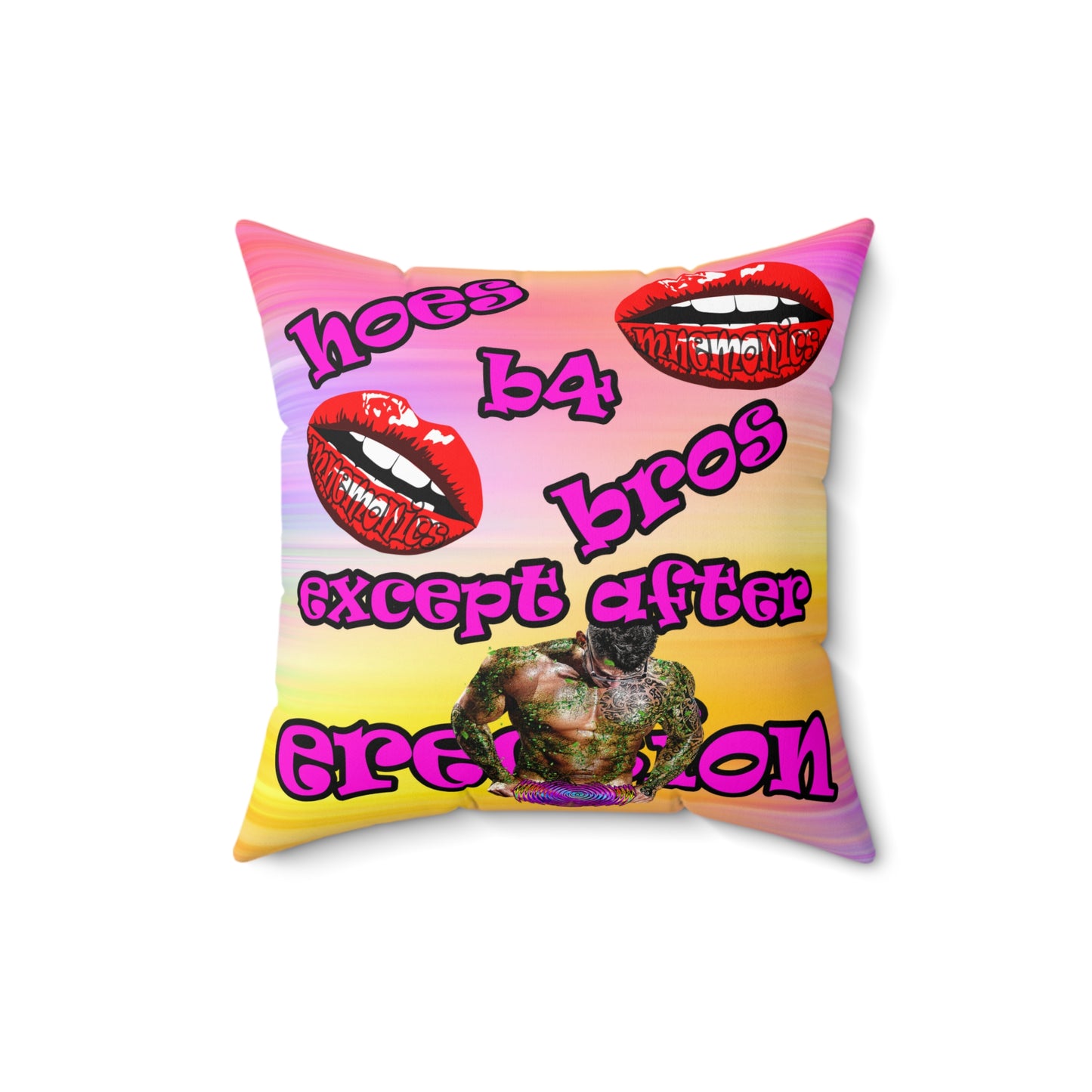hoes b4 bros - Spun Polyester Square Pillow - (color blur)