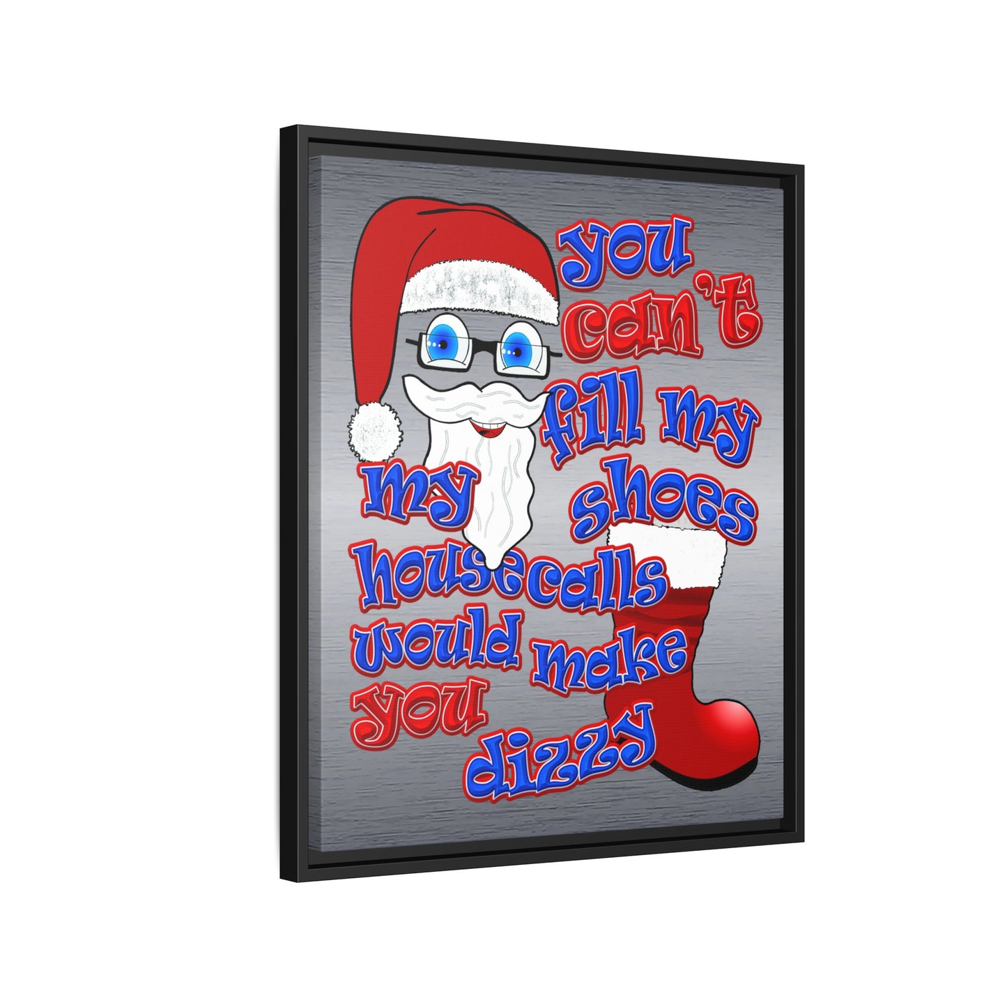santa's shoes - framed canvas art (brushed nickel)