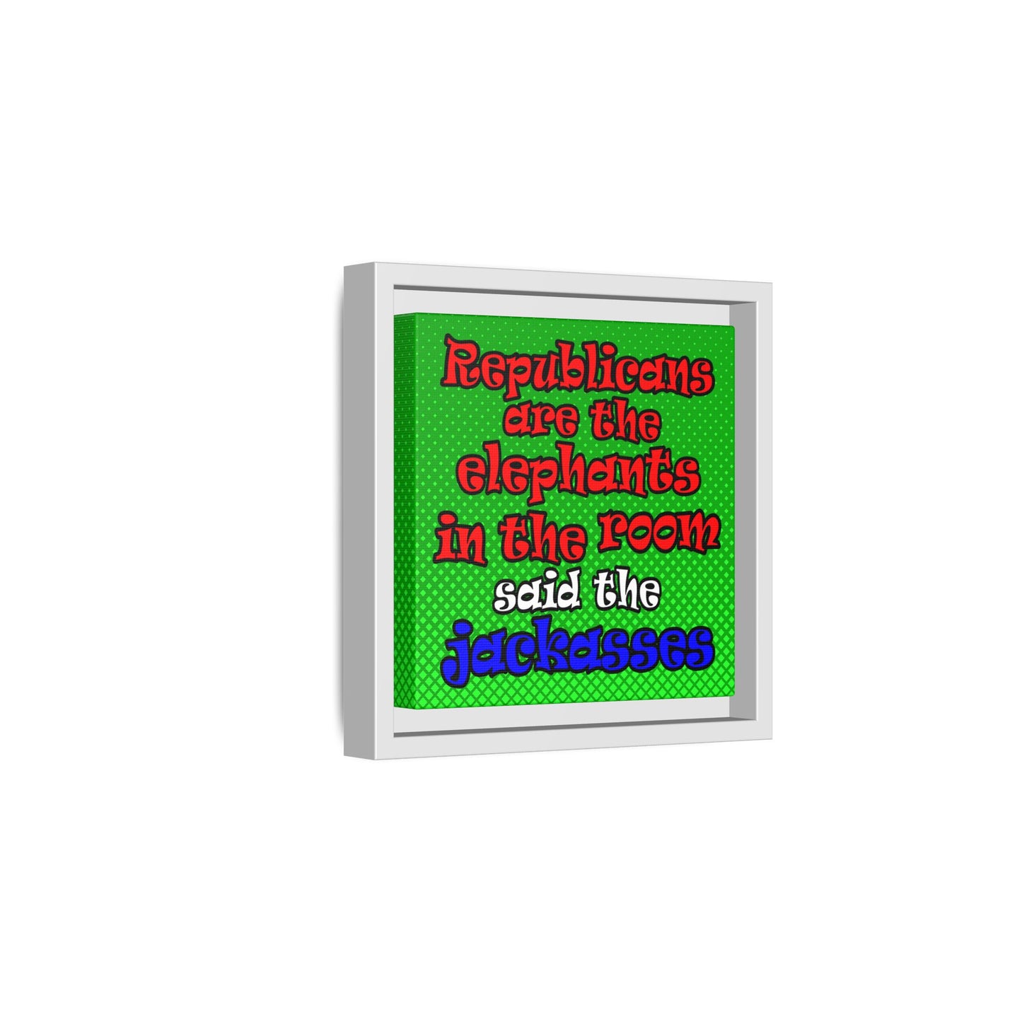 donkeys and elephants - framed canvas art (logo green)