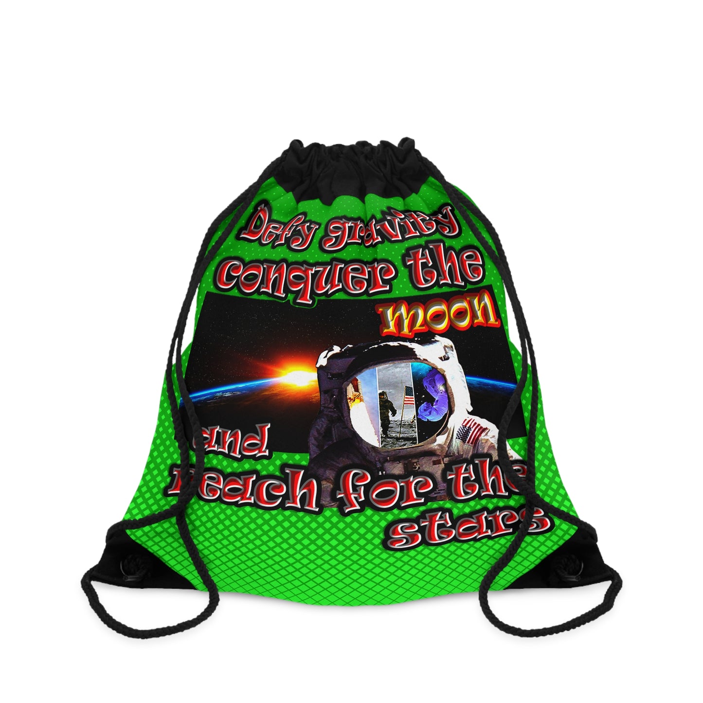 defy conquer reach - Drawstring Bag (logo green)