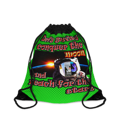 defy conquer reach - Drawstring Bag (logo green)