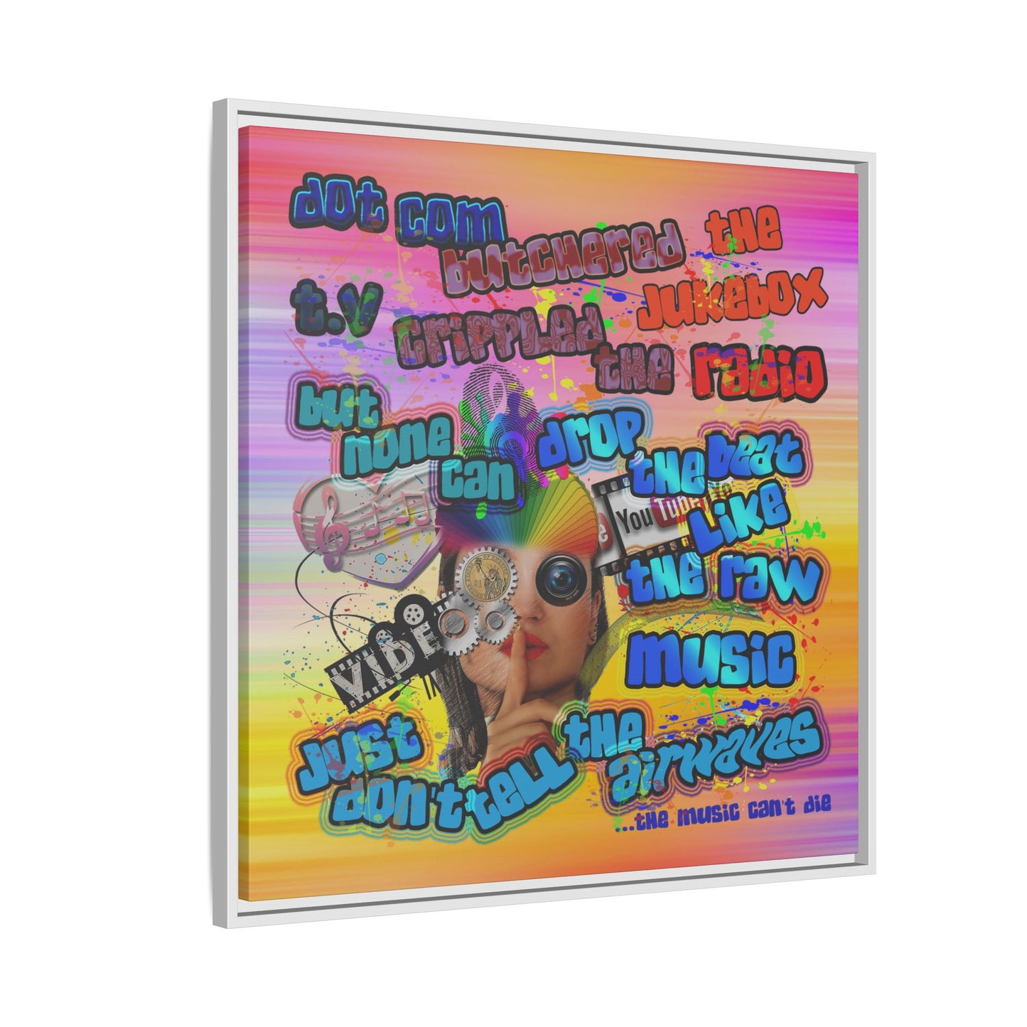 drop the beat - framed canvas art (color blur)