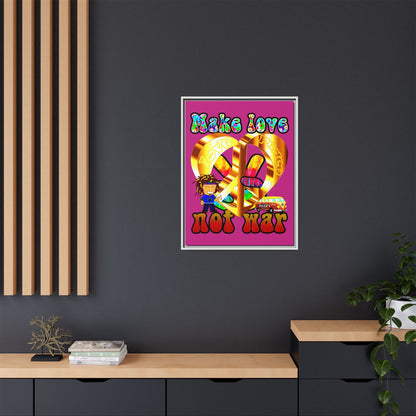 love peace - framed canvas art (pink)