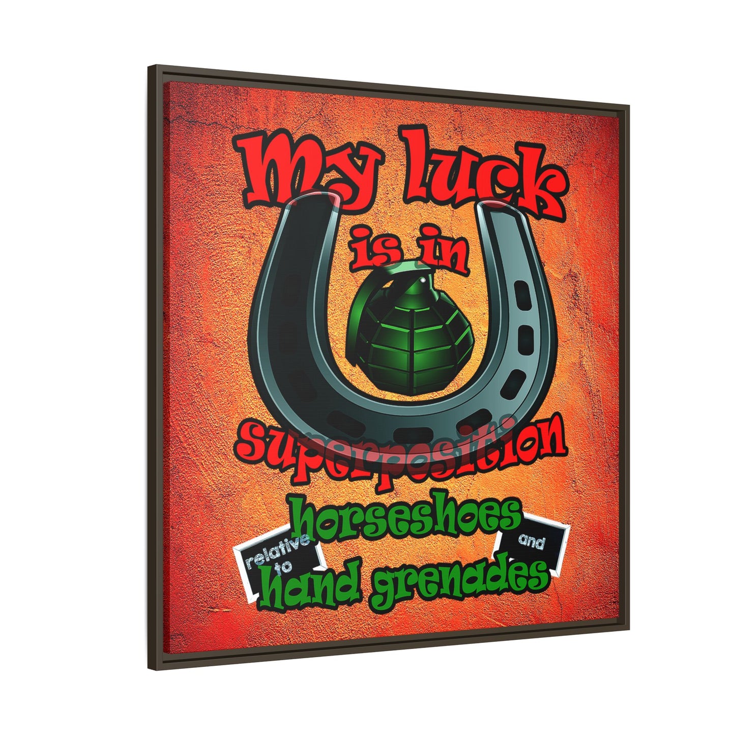 my luck - framed canvas art (burnt orange)