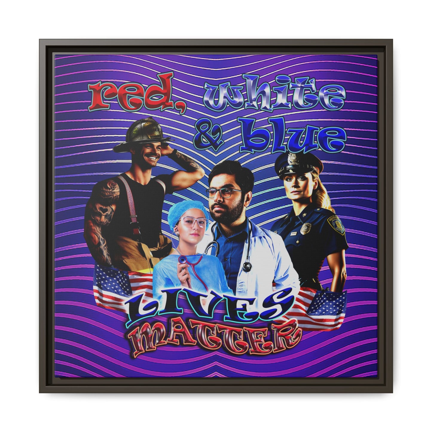 rw&b lives matter - framed canvas art (purple wave)