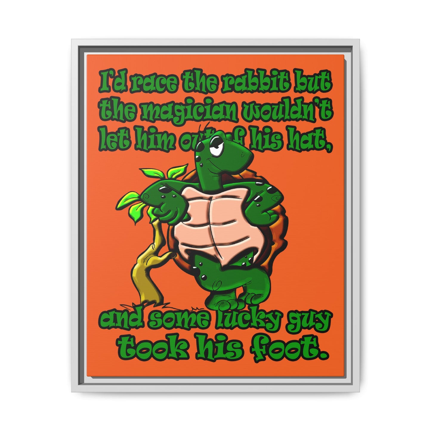 turtle race - framed canvas art (orange)