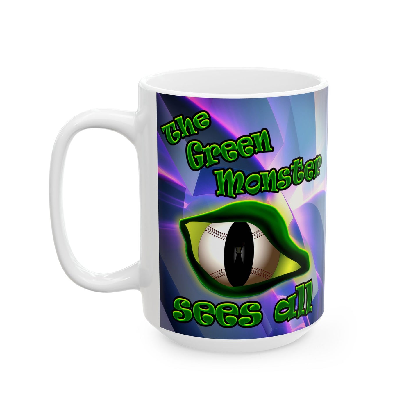 green monster - White Mug (grey-pink wave)