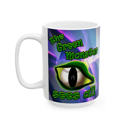 green monster - White Mug (grey-pink wave)