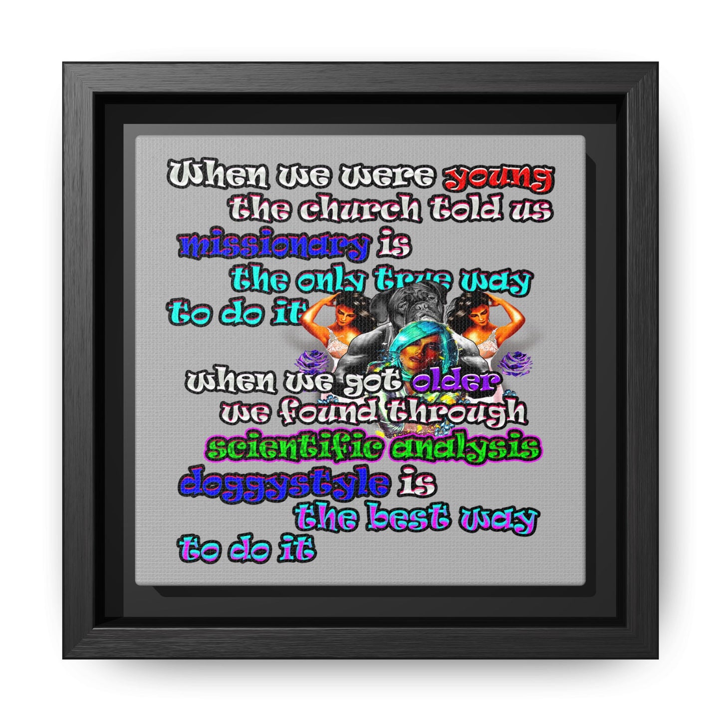 doggystyle - framed canvas art (light grey)