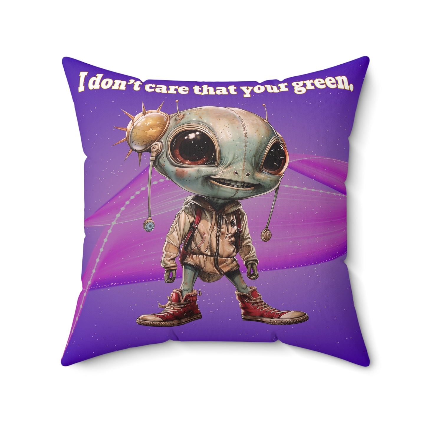 I don't care that your grey - Spun Polyester Square Pillow - (purple-pink wave)