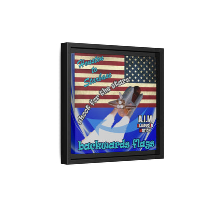 shoot for the stars - framed canvas art (blue-white wave)