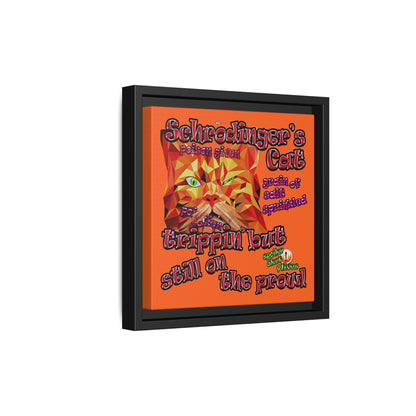 schrodinger's cat - framed canvas art (orange)