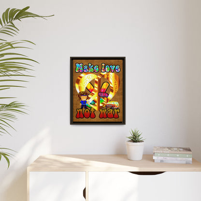 love peace - framed canvas art (brown papyrus)
