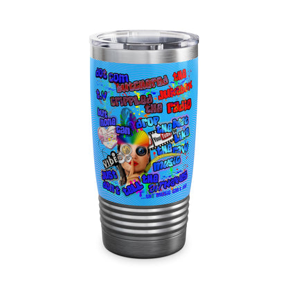 drop the beat - Ringneck Tumbler, 20oz  (light blue-purple wave)