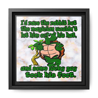 turtle race - framed canvas art (white marble)