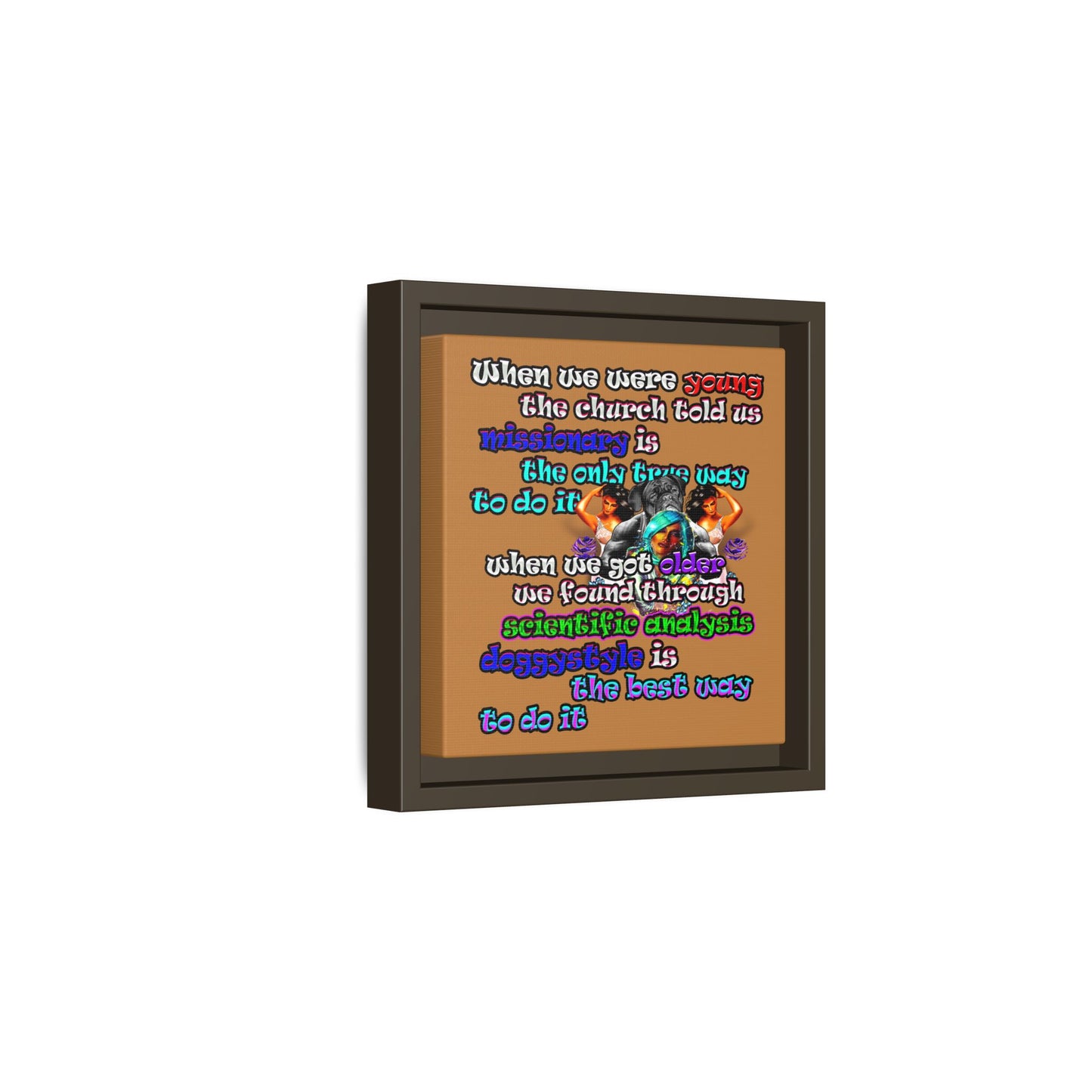 doggystyle - framed canvas art (light brown)