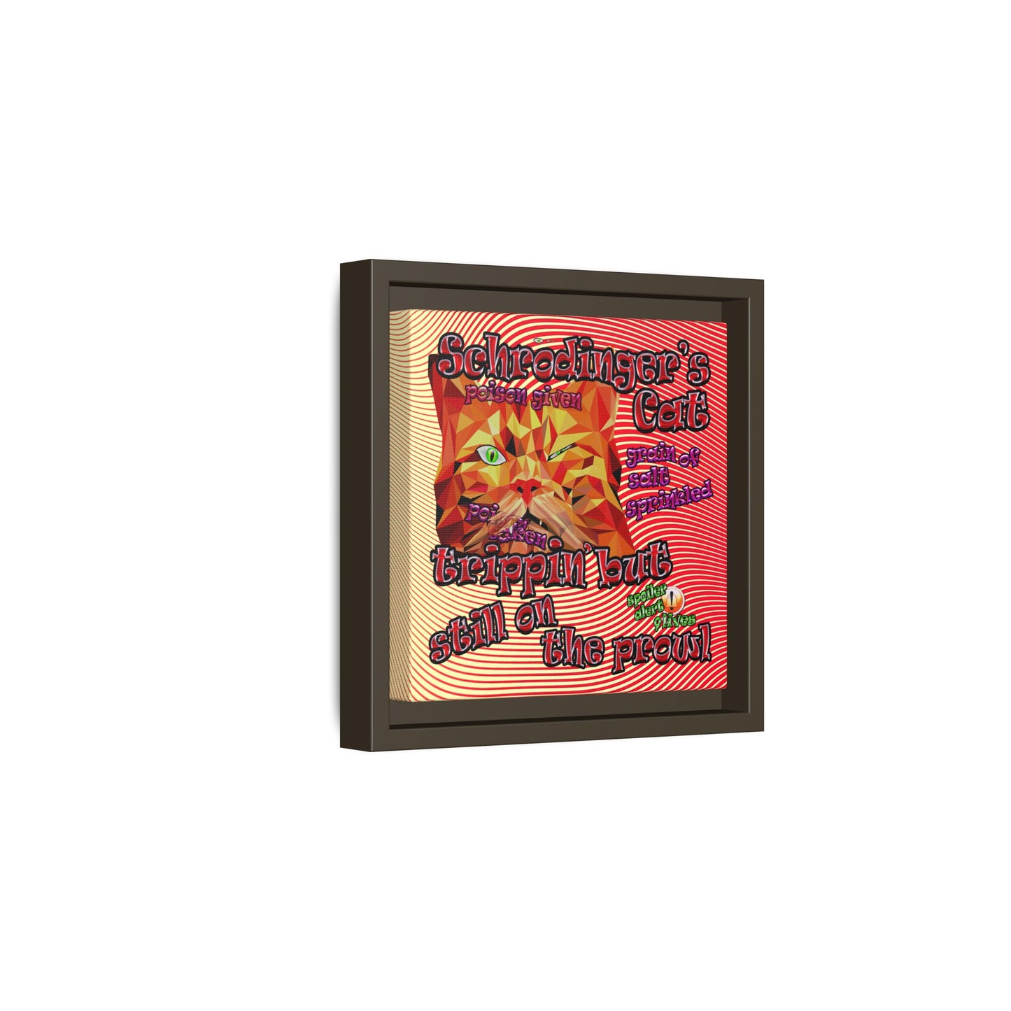 schrodinger's cat - framed canvas art (yellow-orange wave)