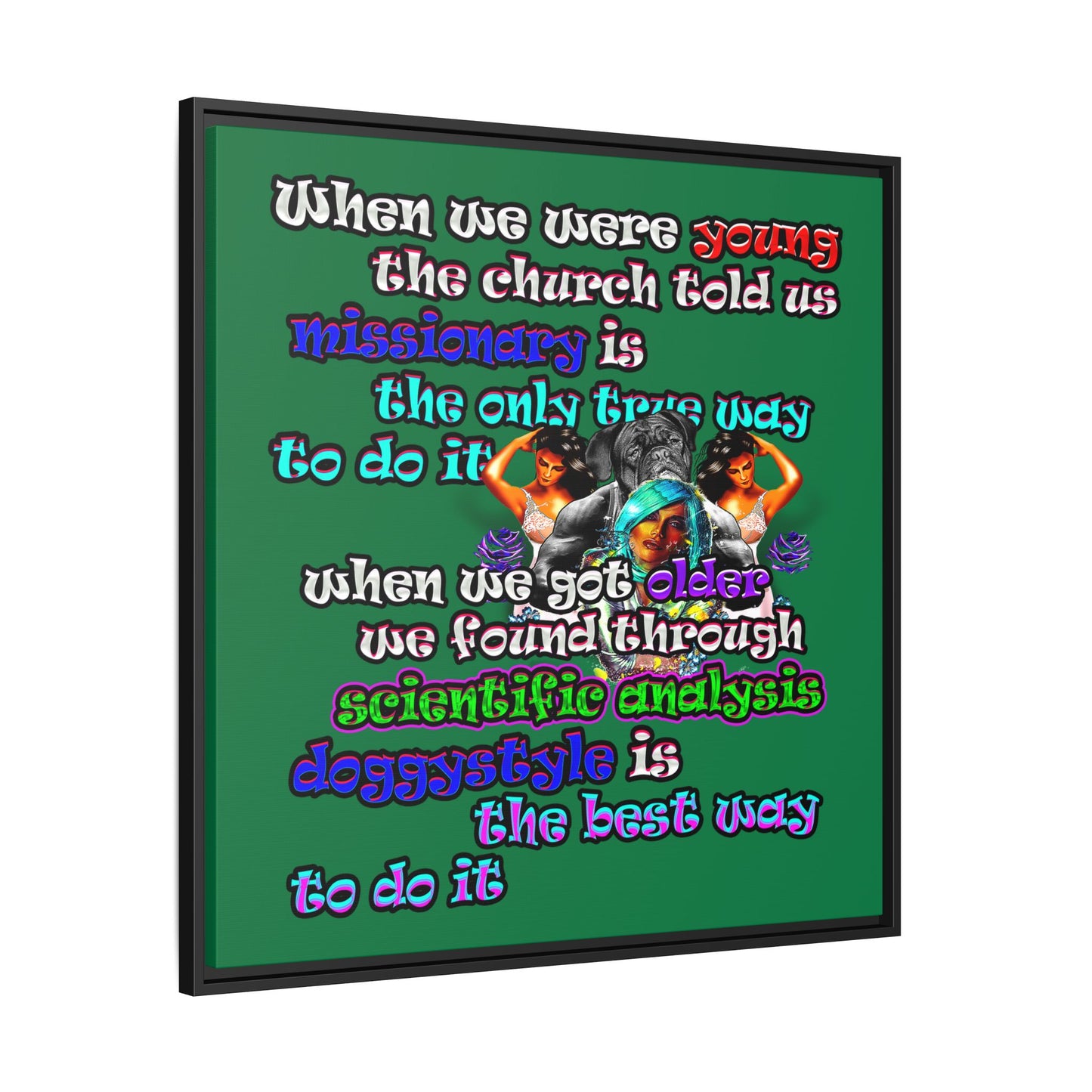 doggystyle - framed canvas art (dark green)