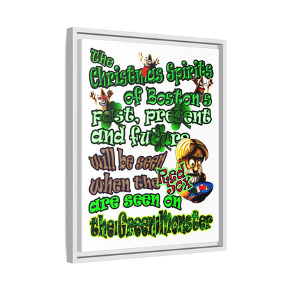 christmas spirits of boston - framed canvas art (white)