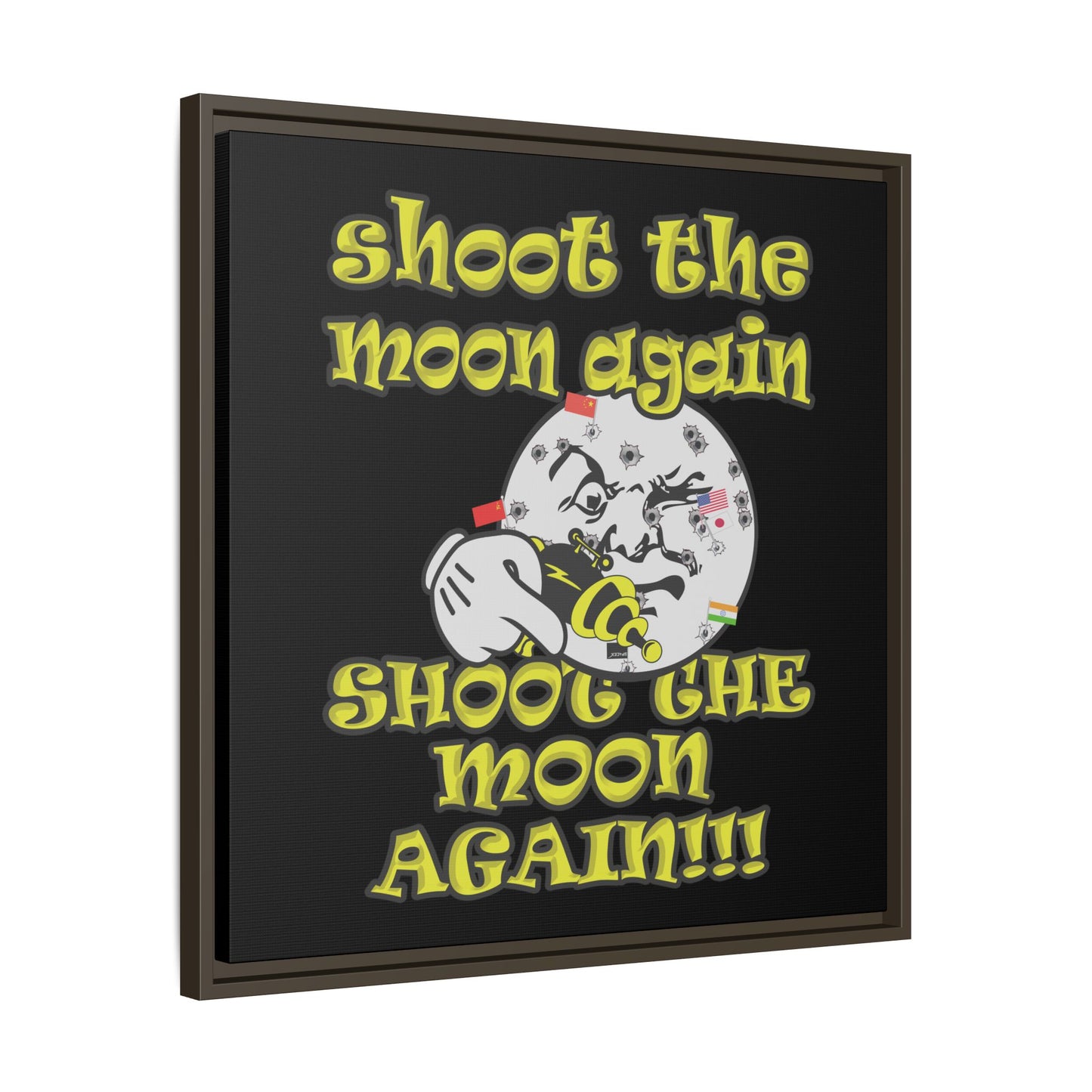 shoot the moon again - framed canvas art (black)