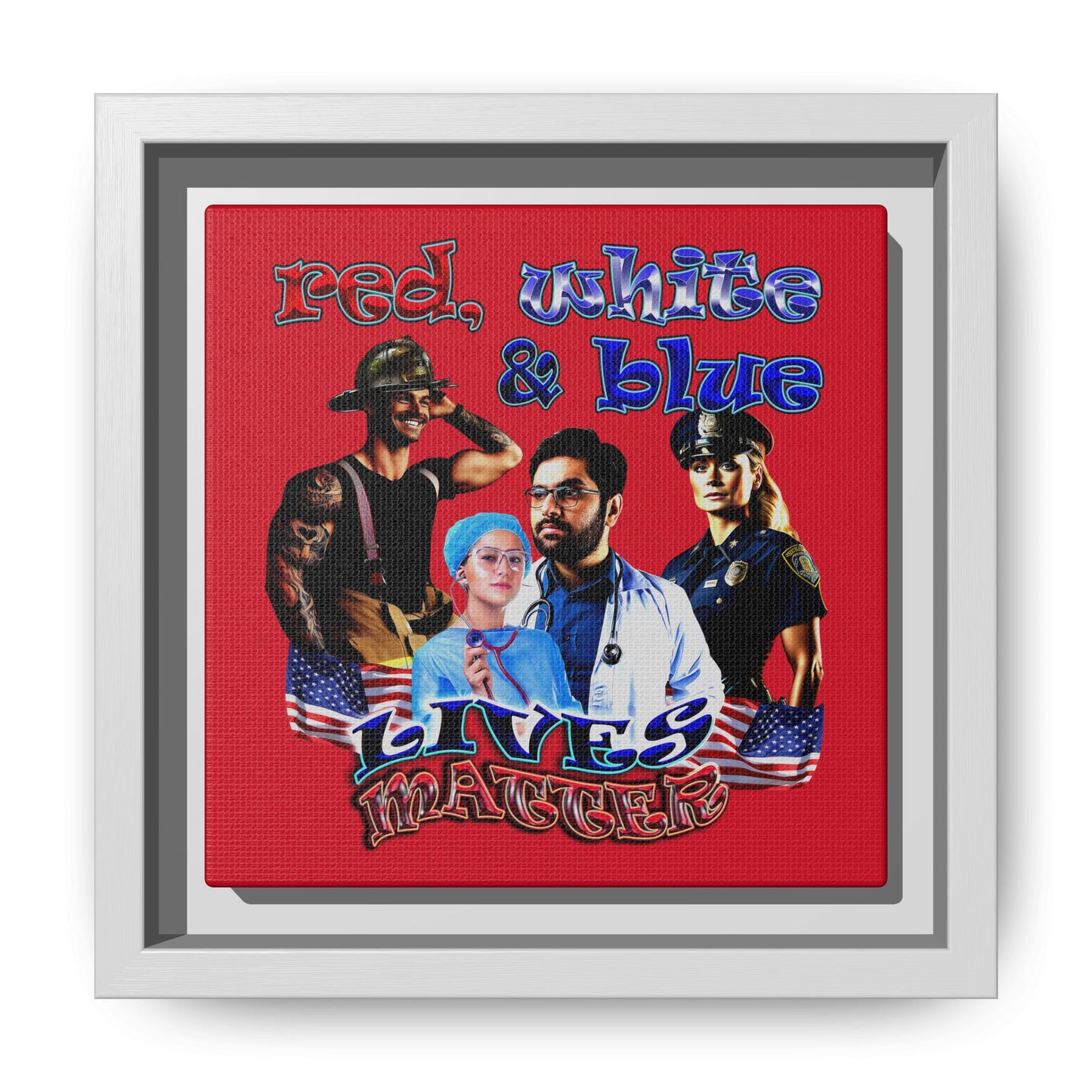 rw&b lives matter - framed canvas art (dark red)