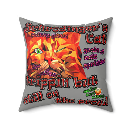 schrodinger's cat - Faux Suede Square Pillow - (grey)