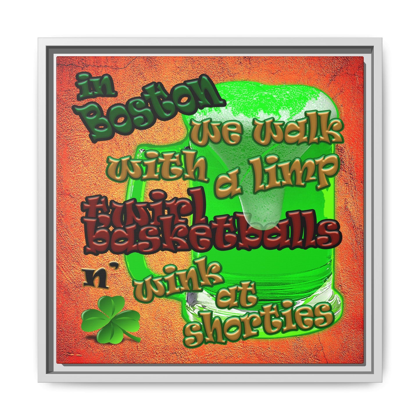 celtics logo - framed canvas art (burnt orange)