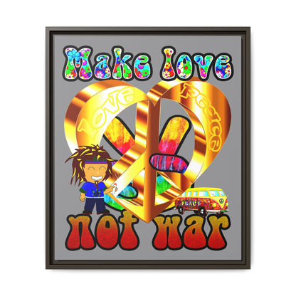 love peace - framed canvas art (grey)