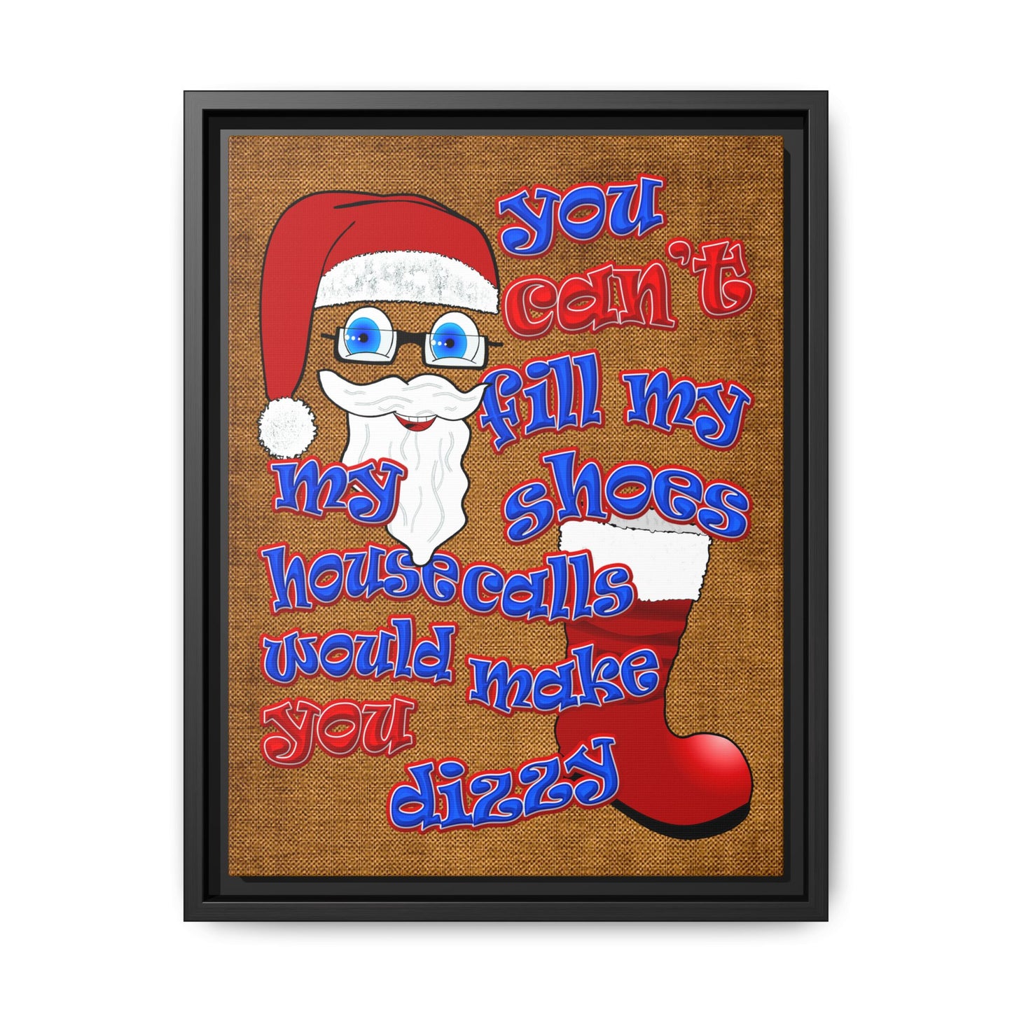 santa's shoes - framed canvas art (brown papyrus)