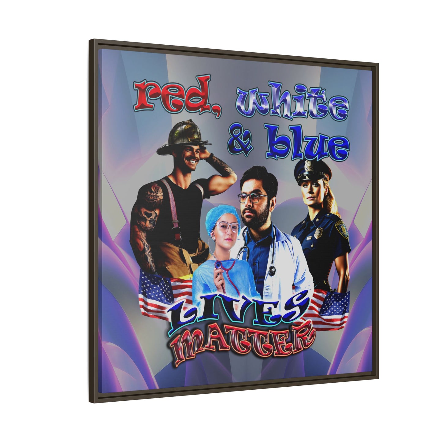rw&b lives matter - framed canvas art (grey-pink wave)