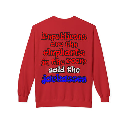 donkeys and elephants - Unisex Midweight Softstyle Fleece Crewneck Sweatshirt