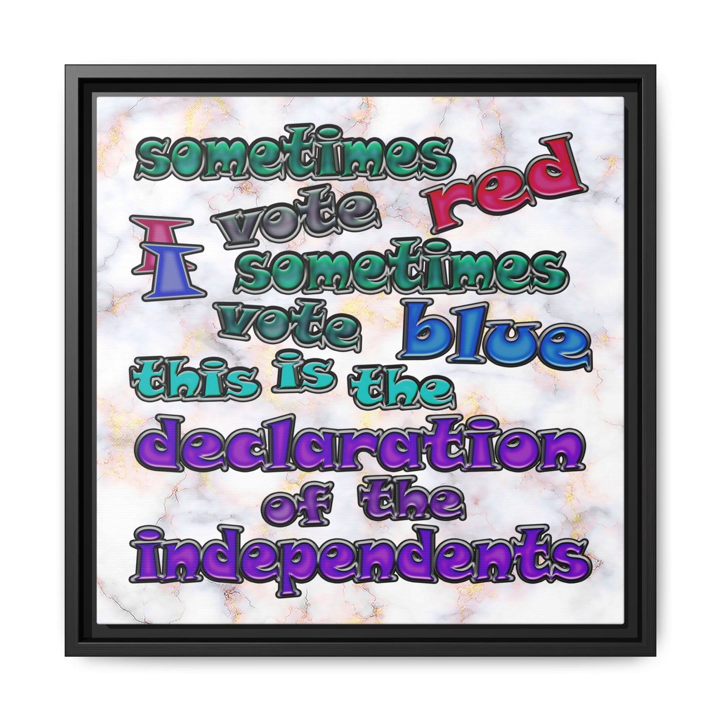 declaration of the independents - framed canvas art (white marble)