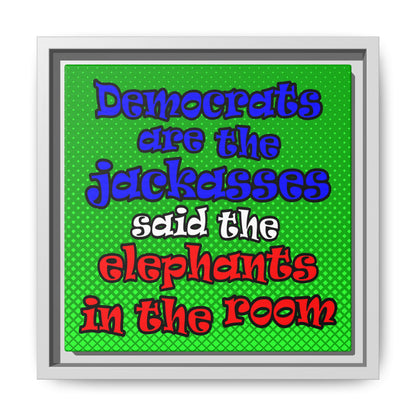 donkeys and elephants - framed canvas art (logo green)