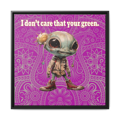 I don't care that your green - framed canvas art (pink swirl)