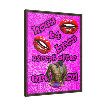 hoes b4 bros - framed canvas art (pink swirl)
