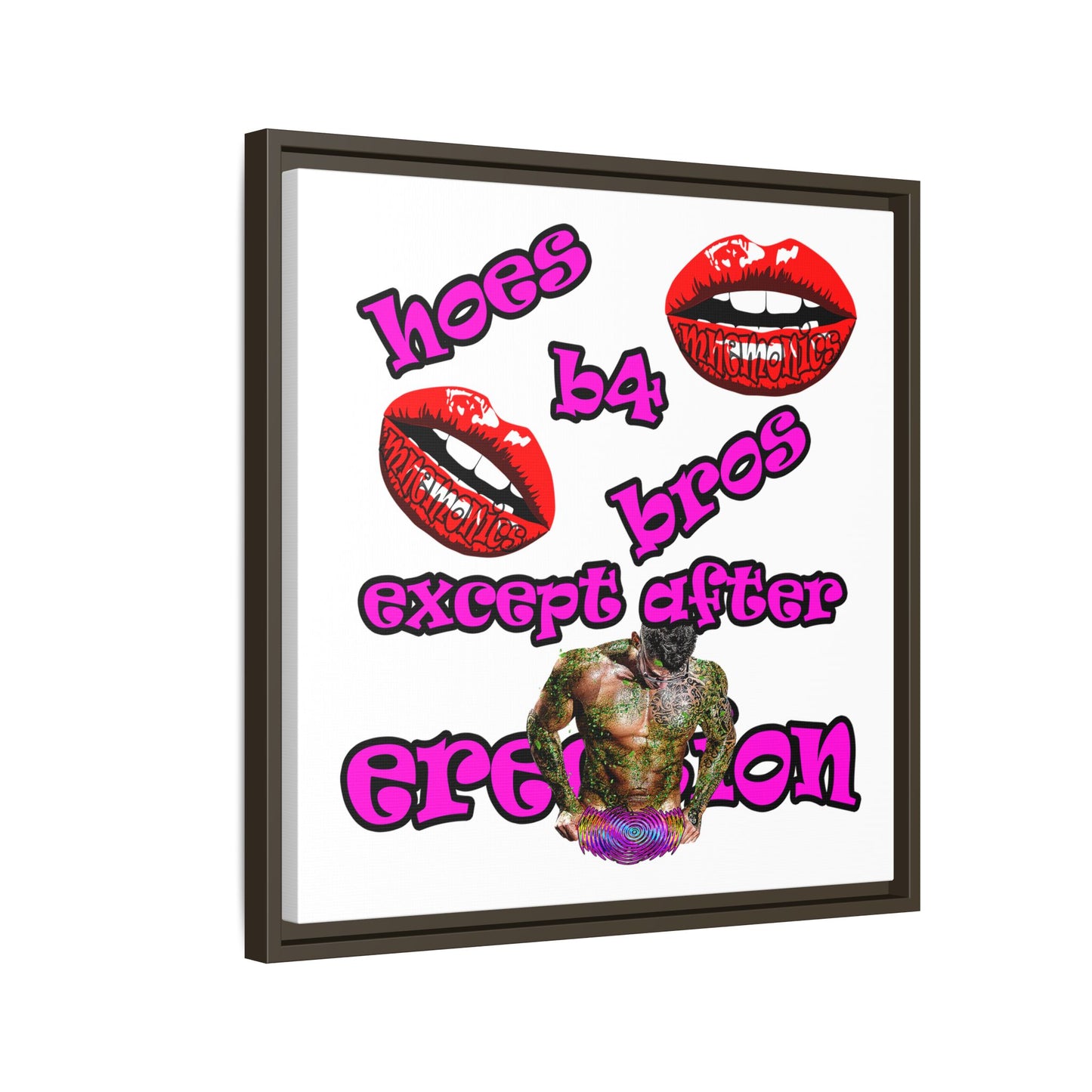 hoes b4 bros - framed canvas art (white)