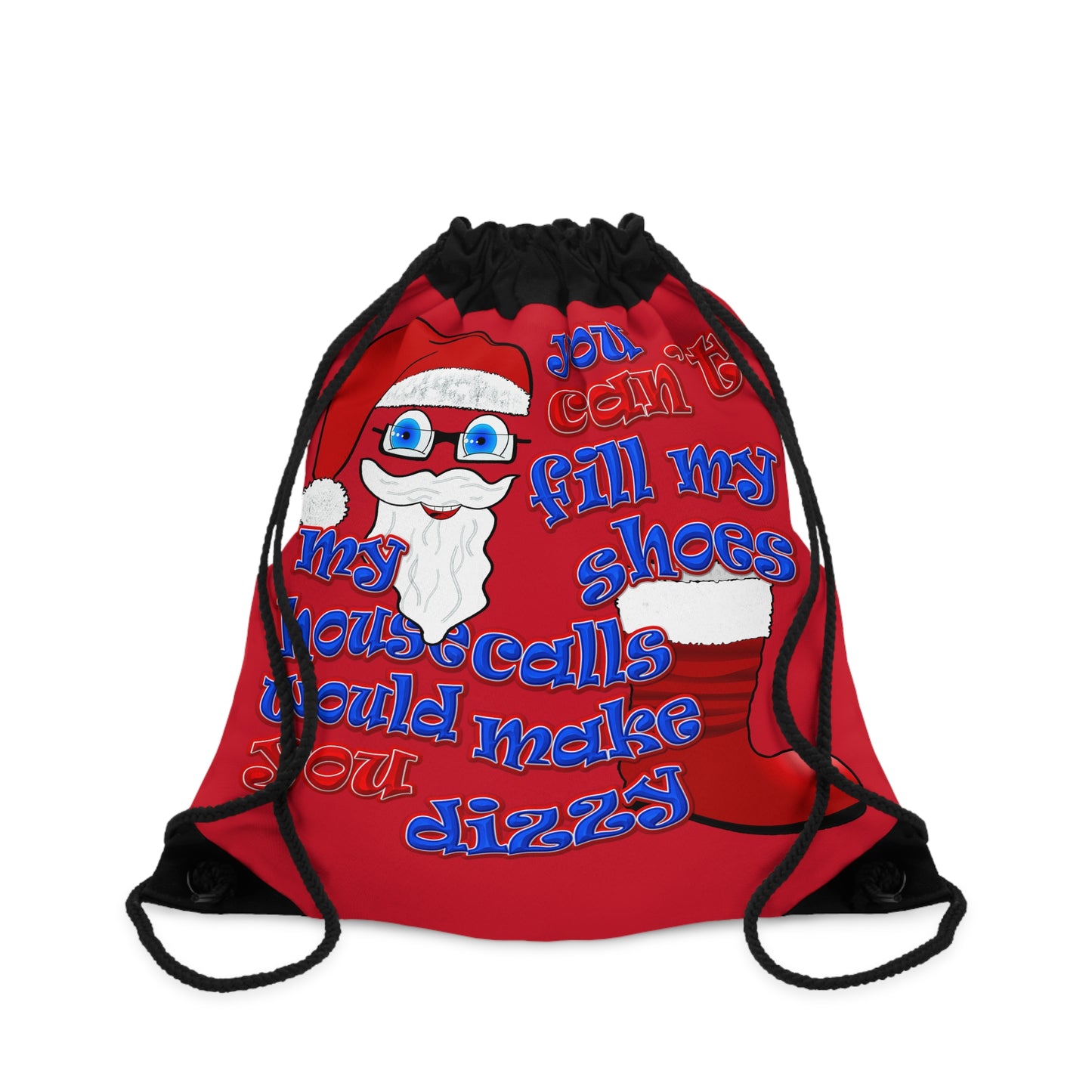 santa's shoes - Drawstring Bag (dark red)