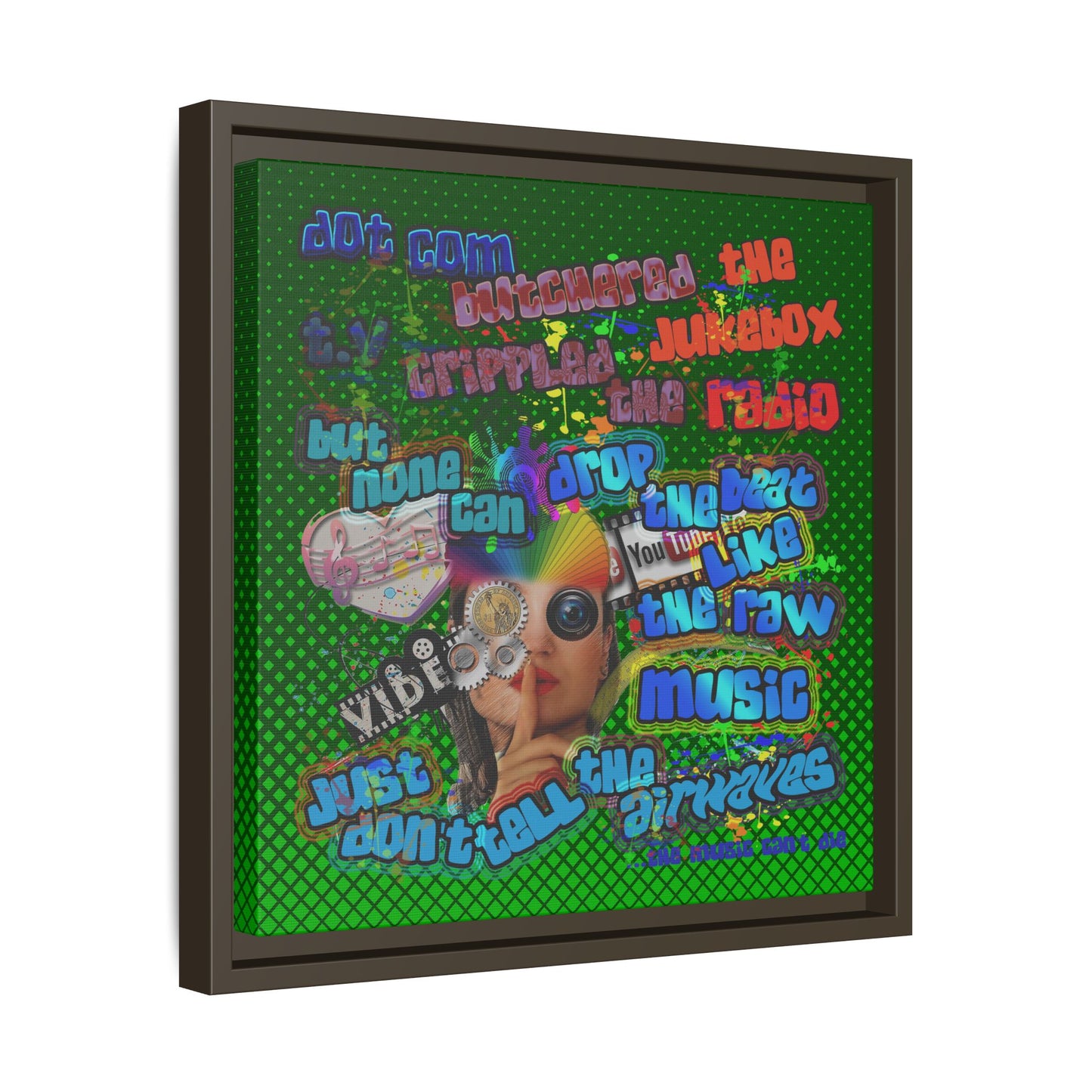 drop the beat - framed canvas art (logo green)