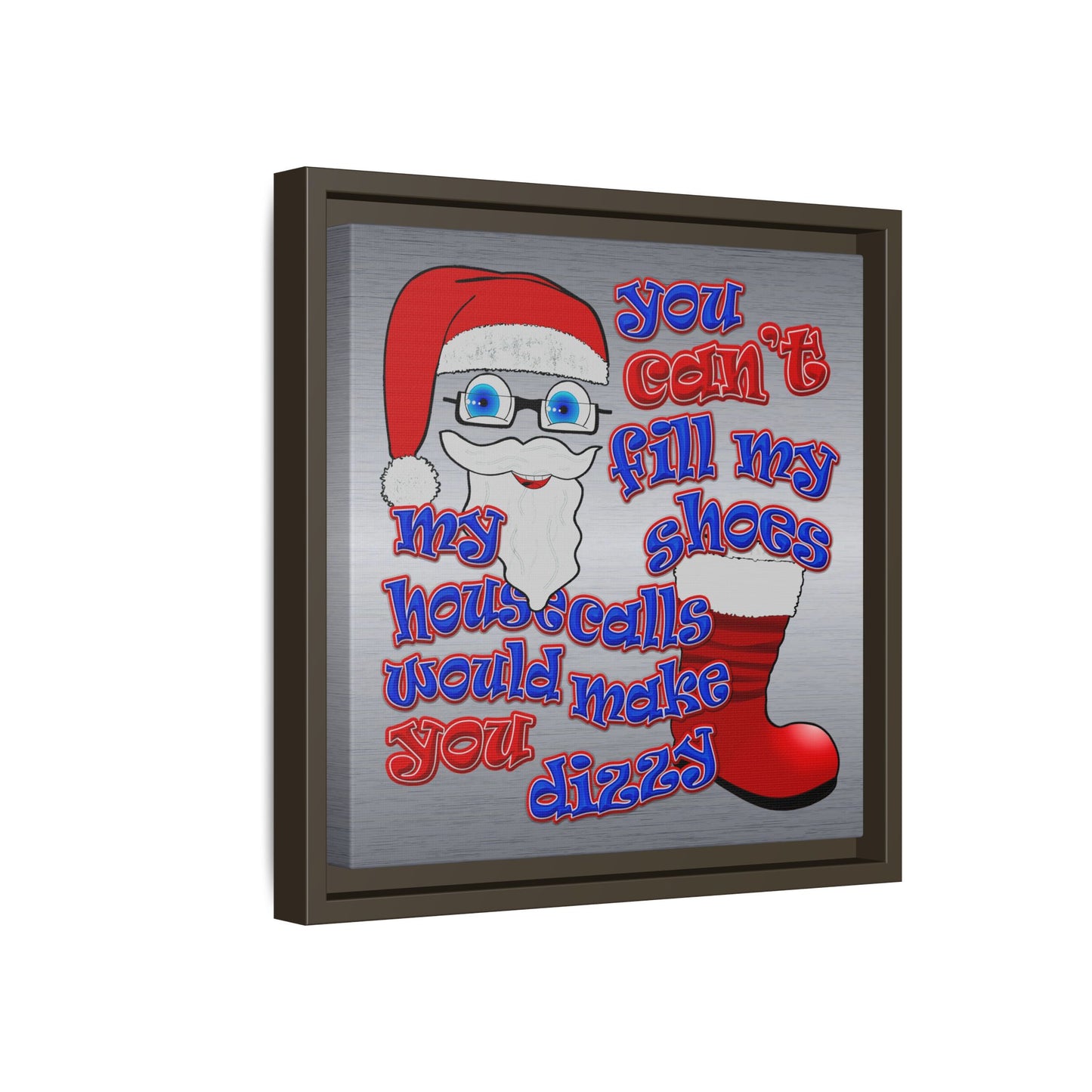 santa's shoes - framed canvas art (brushed nickel)