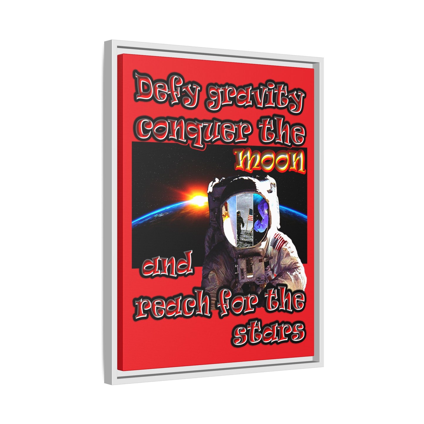 defy conquer reach - framed canvas art (red)