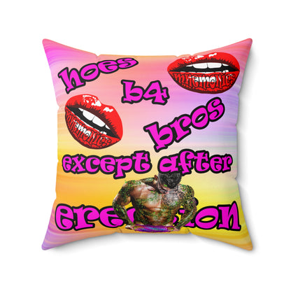 hoes b4 bros - Spun Polyester Square Pillow - (color blur)