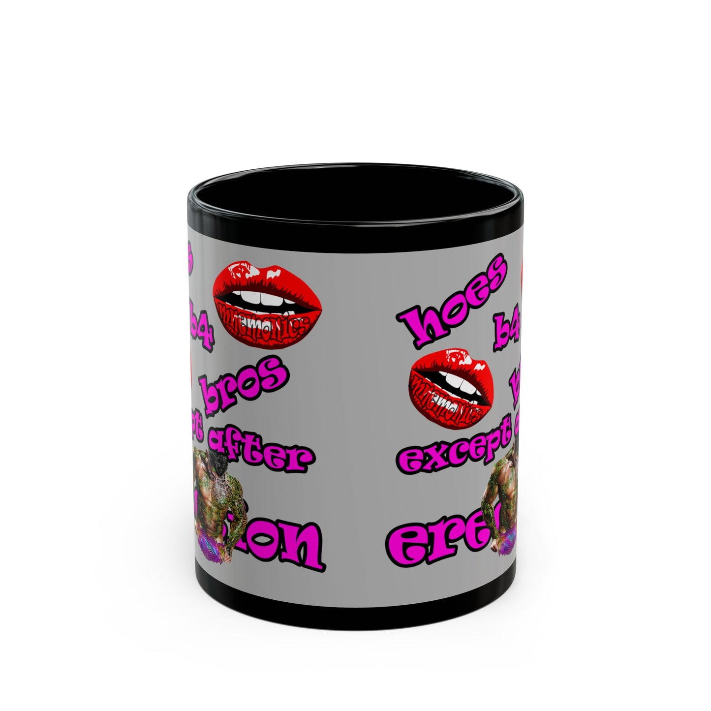 hoes b4 bros - Black Mug (light grey)