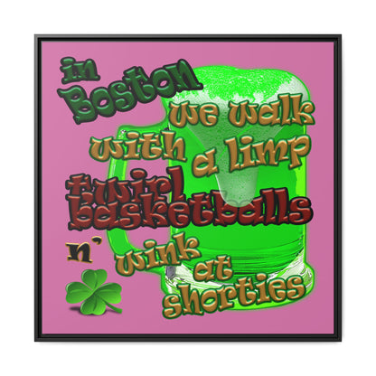 celtics logo - framed canvas art (light pink)