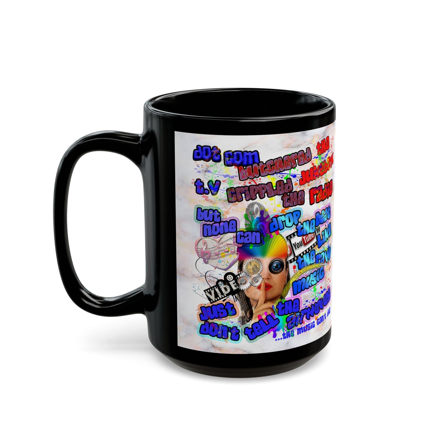 drop the beat - Black Mug (white marble)