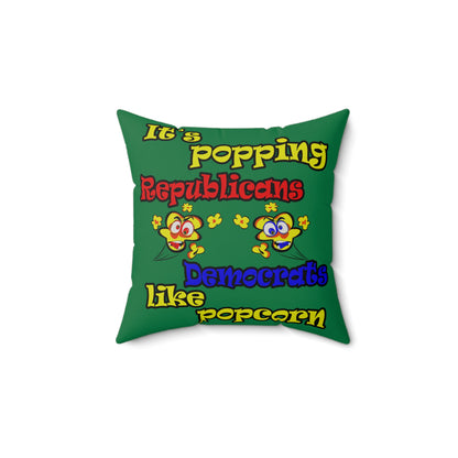 popping like popcorn - Faux Suede Square Pillow - (dark green)