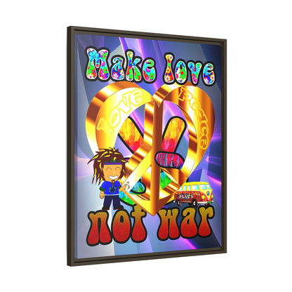 love peace - framed canvas art (grey-pink wave)