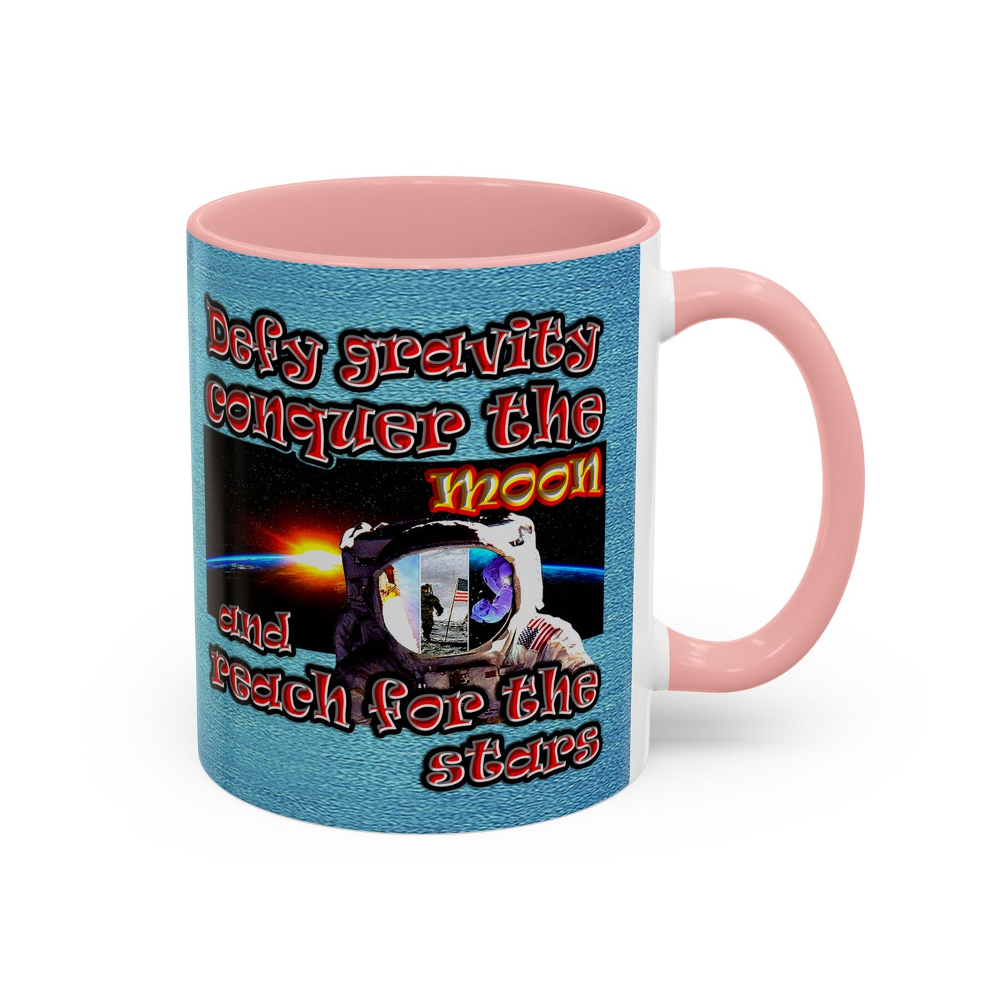 defy conquer reach - Accent Mug (faded blue)