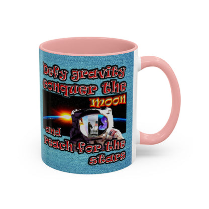 defy conquer reach - Accent Mug (faded blue)